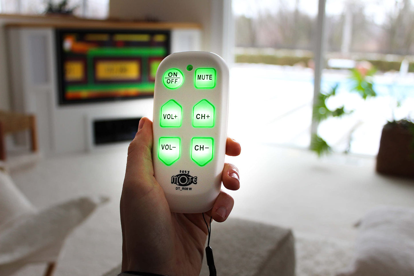 Universal Big Button TV Remote - EasyMote | DT-R08W. Backlit, Easy Use, Smart, Learning Television & Cable Box Controller, Perfect for Assisted Living Elderly Care. White TV Remote Control