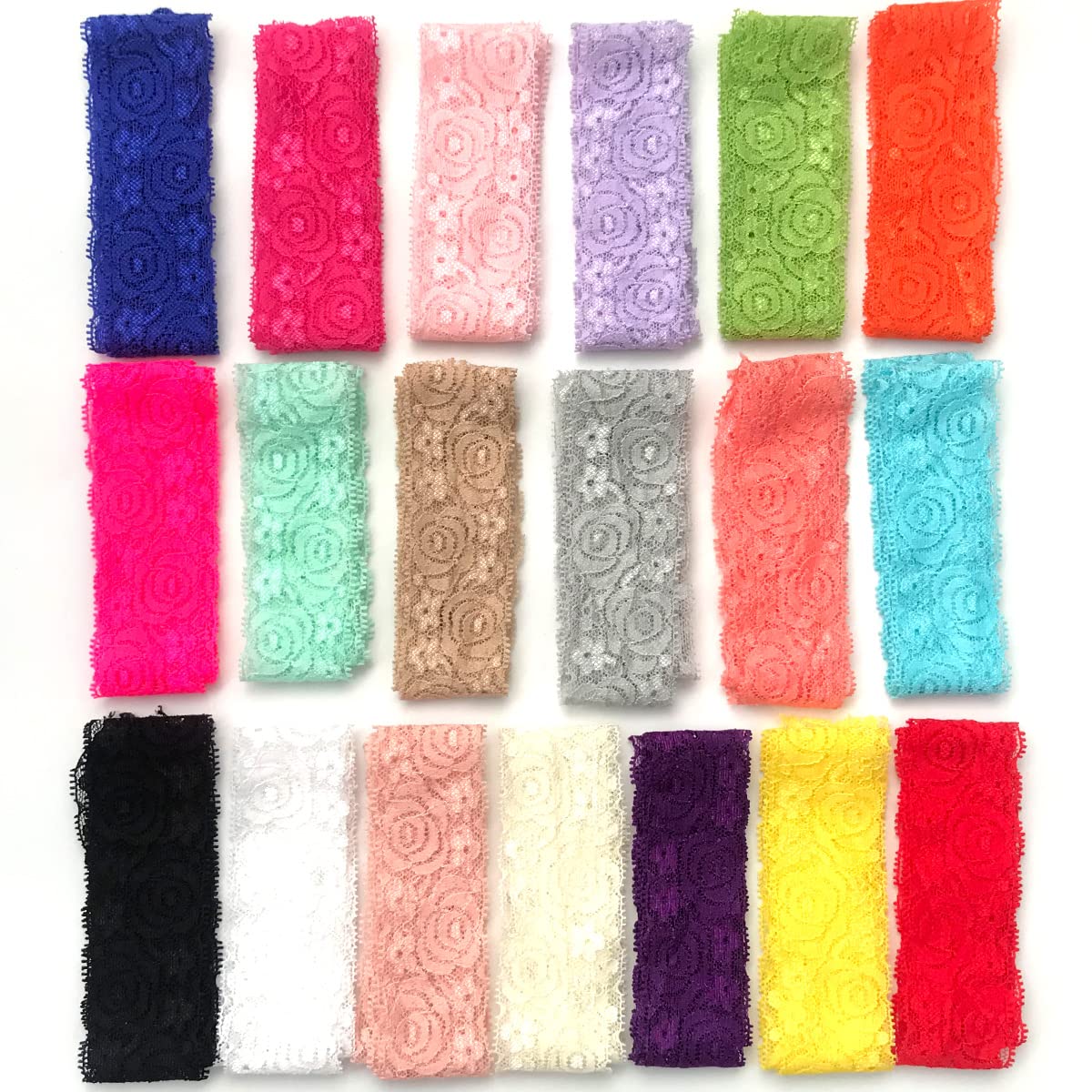 levylisa 19 Yards 1.57 inches Lace Fabric Stretch Elastic Wide Trim Lace Ribbon for Crafts Rustic Wedding Decorations Hair Bow Making and Gift Wrapping