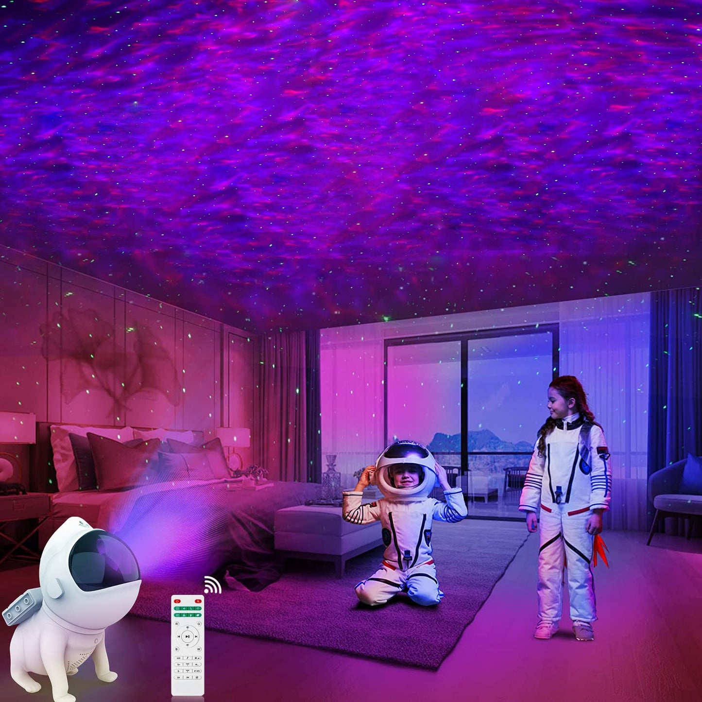 Star Projector Night Light Space Dog,Galaxy Projector LED Night Light Built-in Bluetooth Speaker,Smart APP Control,Timer and Remote,for Kids Adults Bedroom,Gifts for Christmas Birthdays