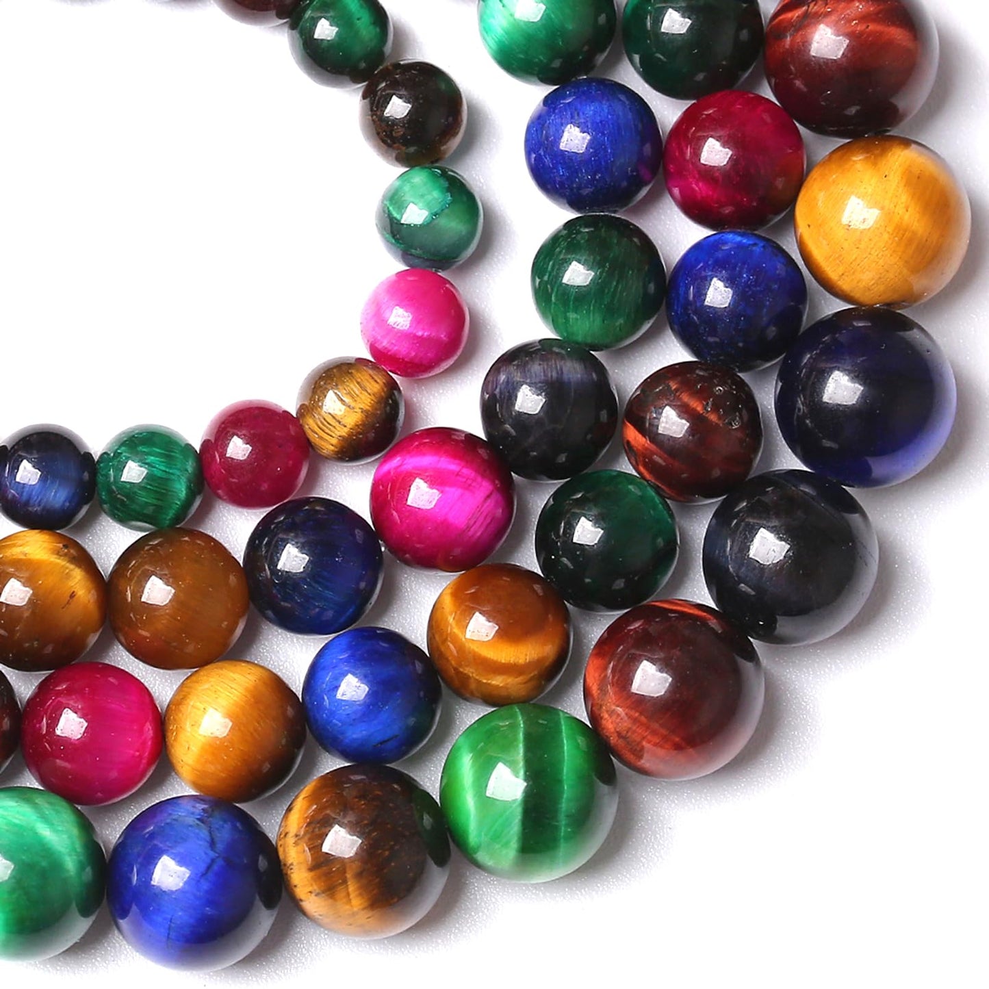 4MM 180pcs Natural Mixed Color Tiger Eye Stone Energy Healing Beads Round Loose Beads for Jewelry Making Bracelet 2 Strands 32"