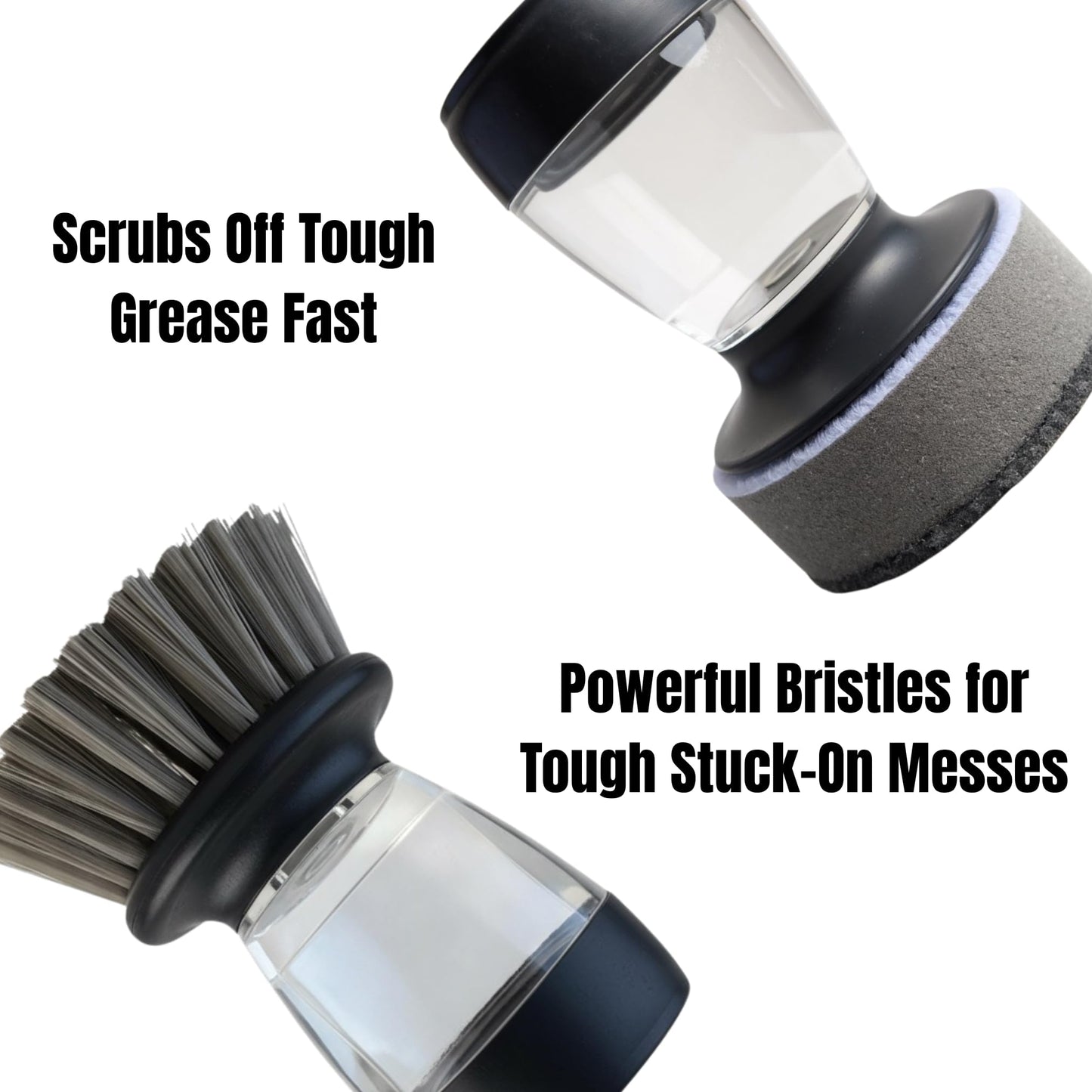 Soap Dispensing Dish Brush with Replaceable Heads – Leak-Proof Kitchen Scrub Brush for Dishes, Sinks & Pots – Ergonomic Non-Slip Handle