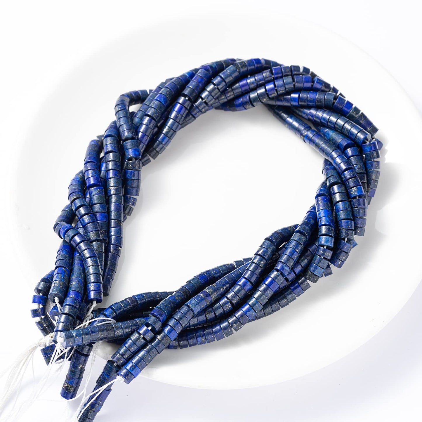 Natural Lapis Lazuli Stone Spacer Beads 6x3mm 38cm/str Flat Round Loose Semi Gemstone Caps for Making Bracelets Necklace
