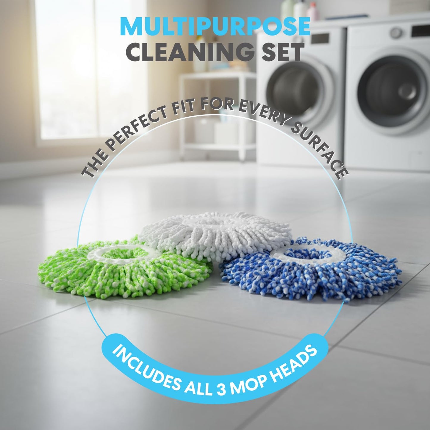Simpli-Magic 79349 Spin Mop Cleaning System with 3 Microfiber Mop Heads, Red/GRAY,Red/Black
