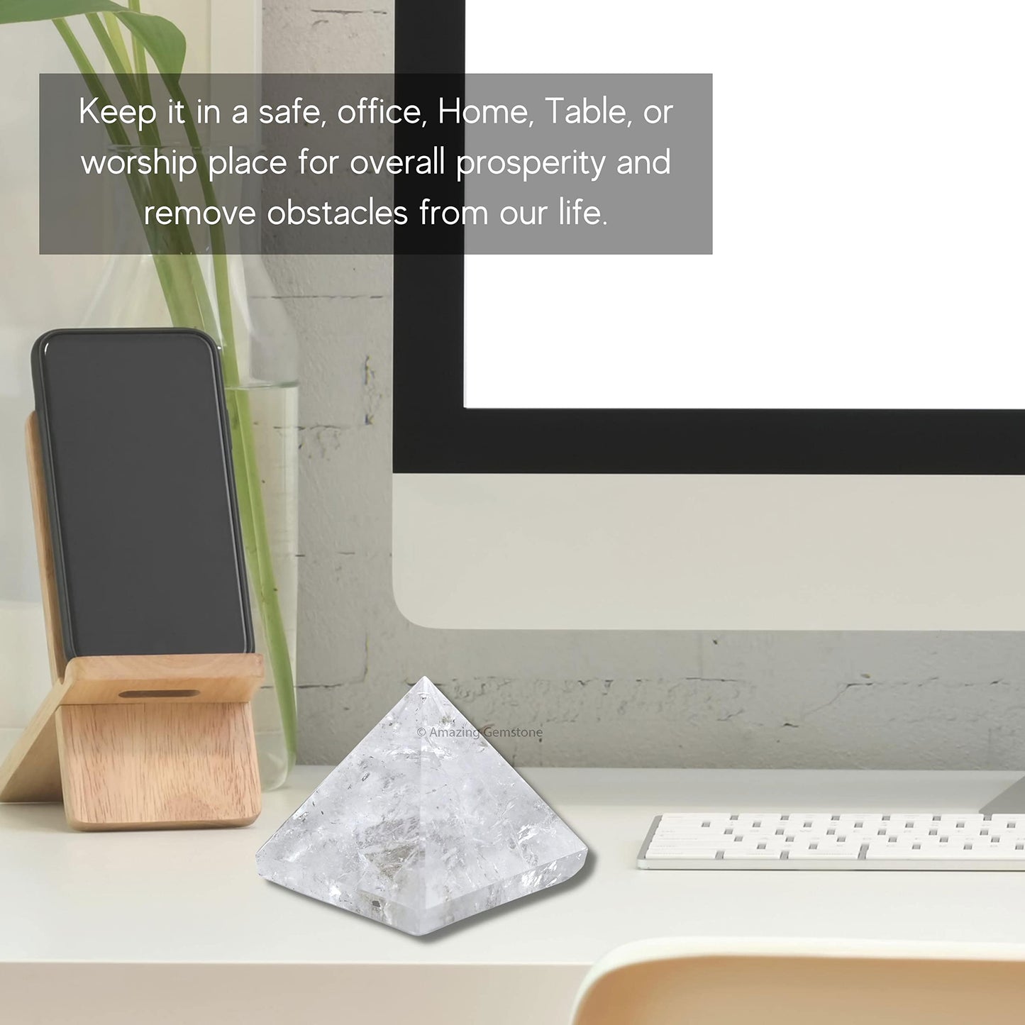 Amazing Gemstone Clear Quartz Pyramid Crystal Healing Stones - 2" Great Pyramid Figurine of Natural Stone Pyramid for Meditation, Reiki, Chakra Balancing and Crystal Pyramids Grid
