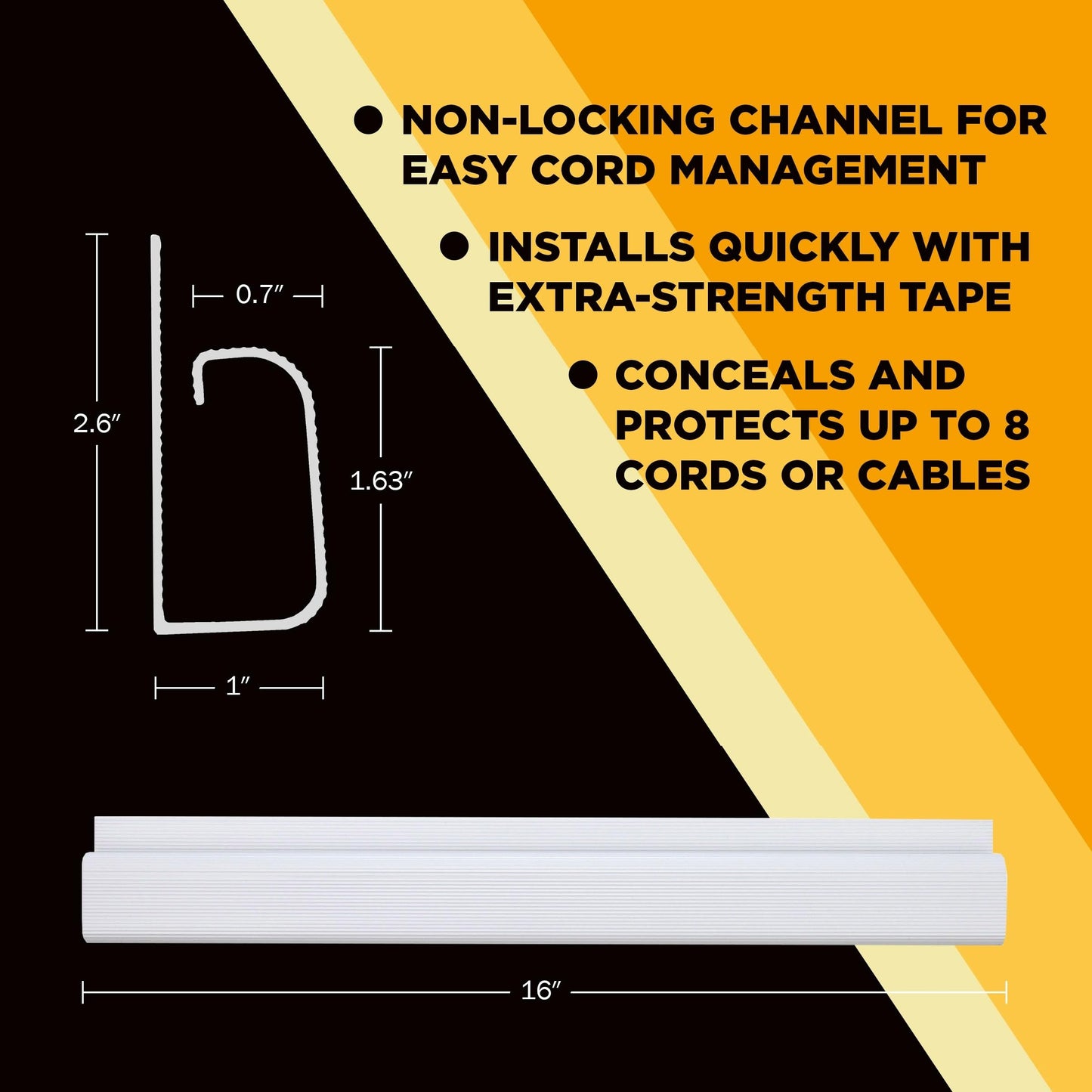 J Channel Cable Management - 5-Pack 16-Inch Wire Organizers for Cords - Cord Hider Kit for Desk, Office, and Kitchen Use by Simple Cord (White)