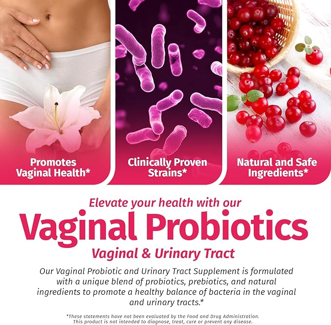 Vaginal Probiotics for Women pH Balance, Vaginal Odor Control with Prebiotics & Lactobacillus Blend - Womens Health Supplement Healthy Vaginal Flora Support 60 Capsules