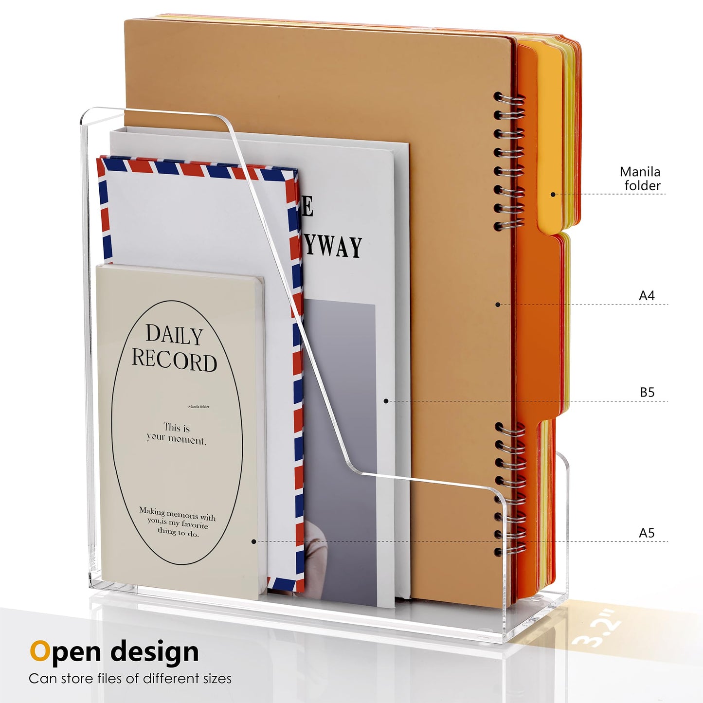 SANRUI 2-Pack Acrylic Magazine File Holder Desk Organizer Magazine Rack, Clear, Vertical File Sorter Holders, 9.45" D x 3.54" W x 10.24" H