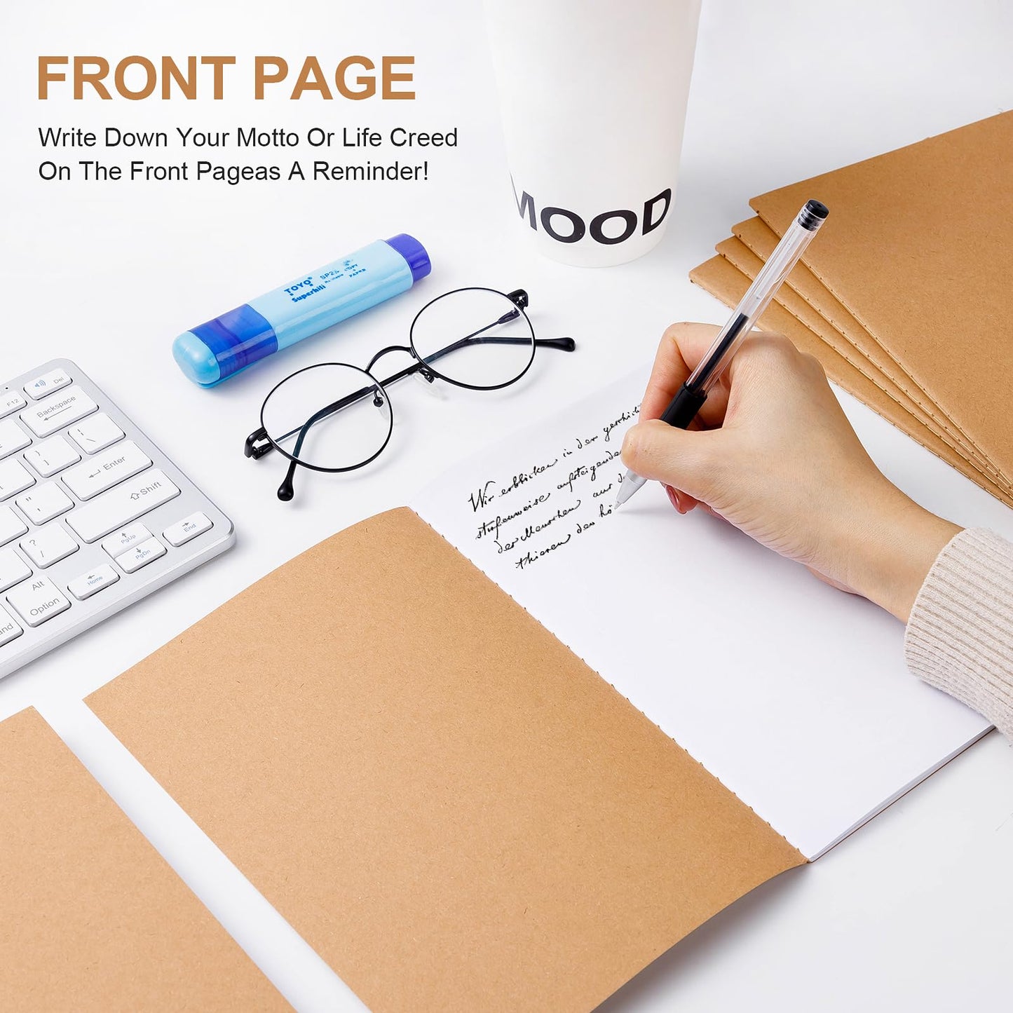 YGPHO 30PCS A5 Blank Kraft Notebooks Bulk, 8.3x5.5inch Unlined Paper Composition Notebook, 60 Pages Travel Journal Notebook Set for Work, School, Student,Kids and Writing