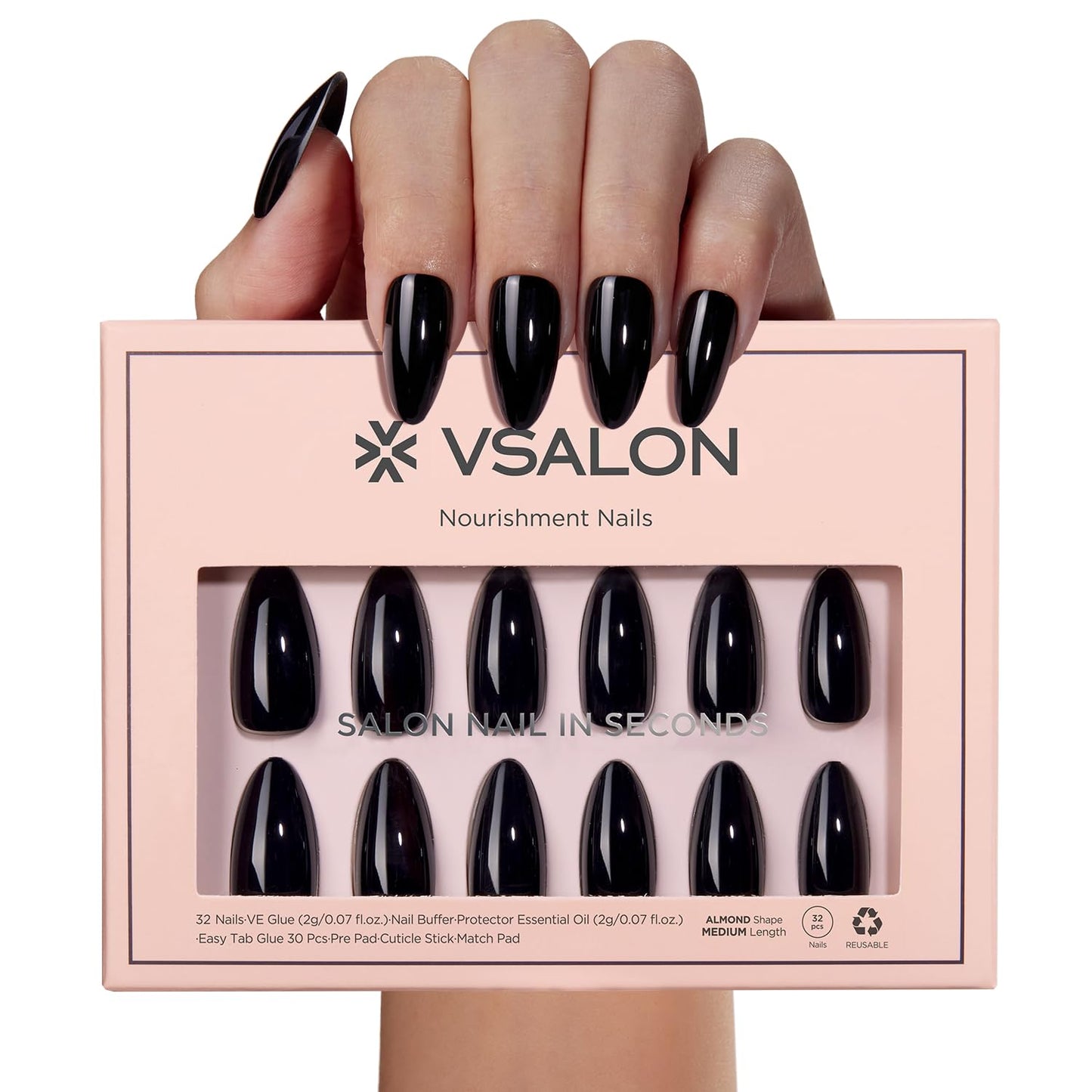 Vsalon Press on Nails - Halloween Nails Almond Medium Fake Nails for Party, Reusable Soft Gel Glue on Nails - 32PCS