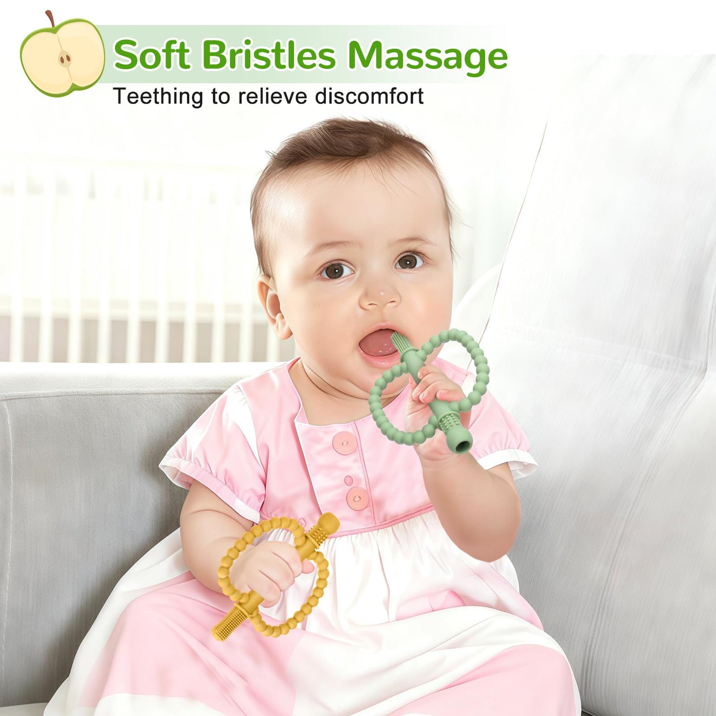 Baby Teething Toys for Babies 0-36 Months – Anti-Choking Design, Teething Relief for Straws Sticks, Chew Straw Sensory Toy for Infant Toddlers Silicone teether Tubes
