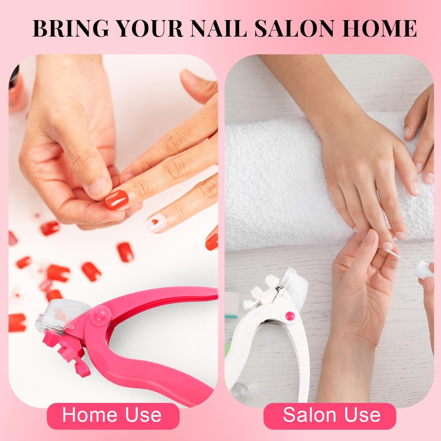 Yaomiao 3 Pcs False Premium Nail Clipper with Size Adjuster for Acrylic Nail Tips Cutter Rustproof Stainless Steel Trimmer Manicure Tool for Salon Artificial Tips Blade Clip (Black, Pink, White)