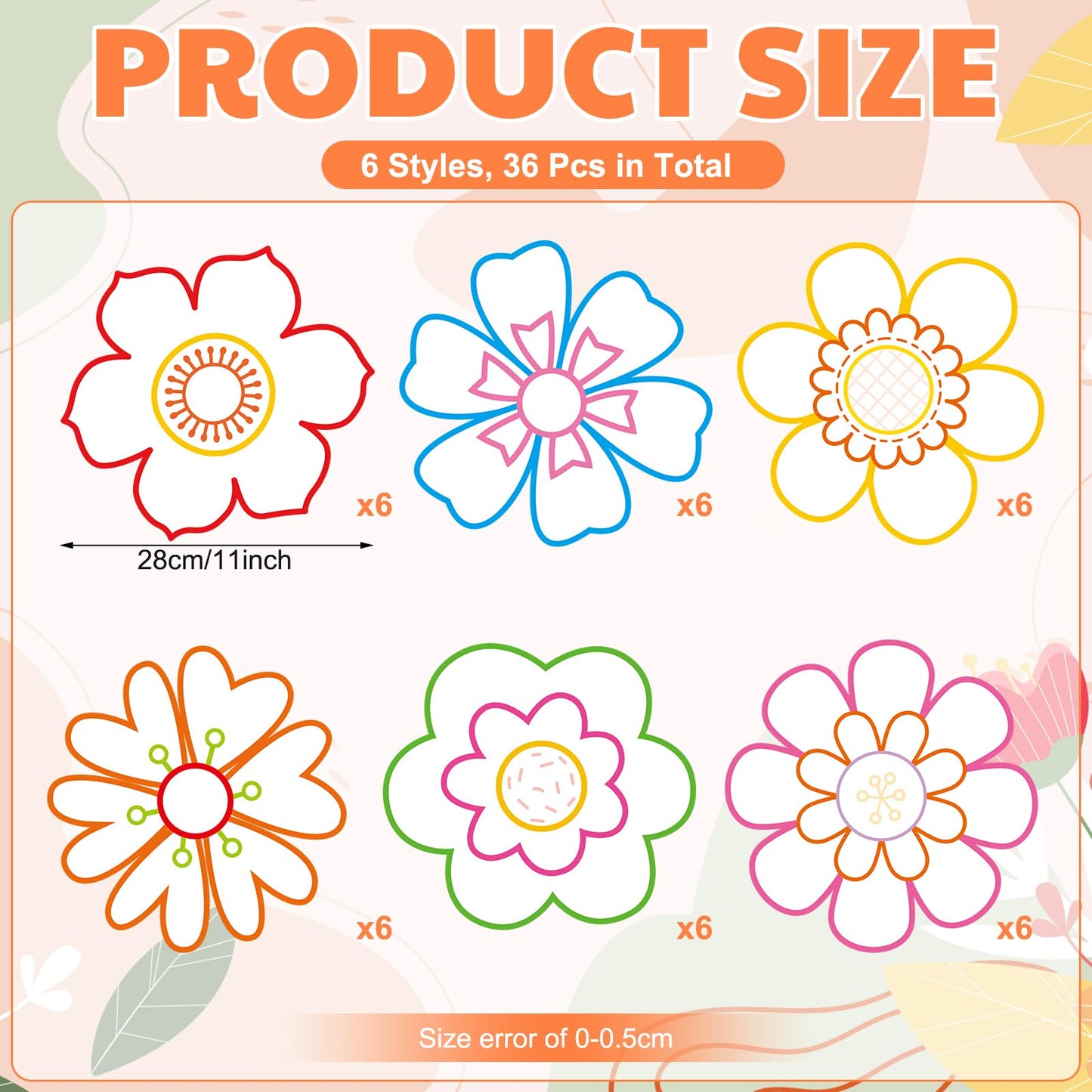 Motipuns 36 Pcs Affirmation Floral Craft 11 Inch Pre Cut Affirmation Floral Back to School Craft Kit for Positive Message Flower for Classroom Home Social Emotional Learning Activities