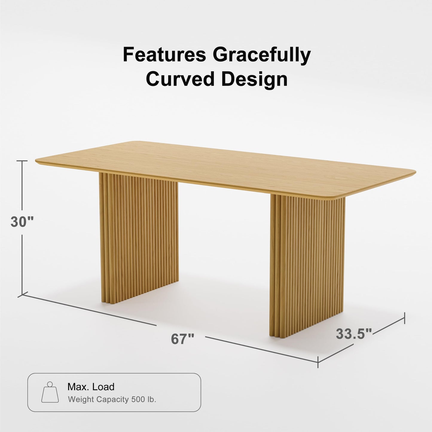Casaphoria 67" Rectangular Dining Table, Modern Kitchen Table for 4-6, Farmhouse Style Large Table, Easy Assembly for Living Room, Kitchen, Bar, Natural Wood