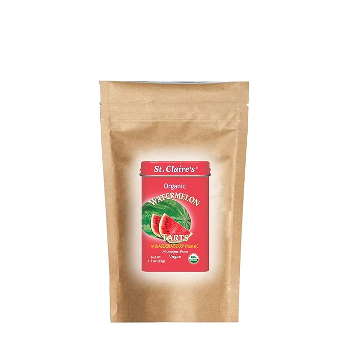 St. Claire's Organic Fruit Tart Candies, (Watermelon, 8 Ounce Refill Bag, over 240 pieces) | Gluten-Free, Vegan, GMO-Free, Plant-based, Allergen-Free | Made in our Allergen-Free facility