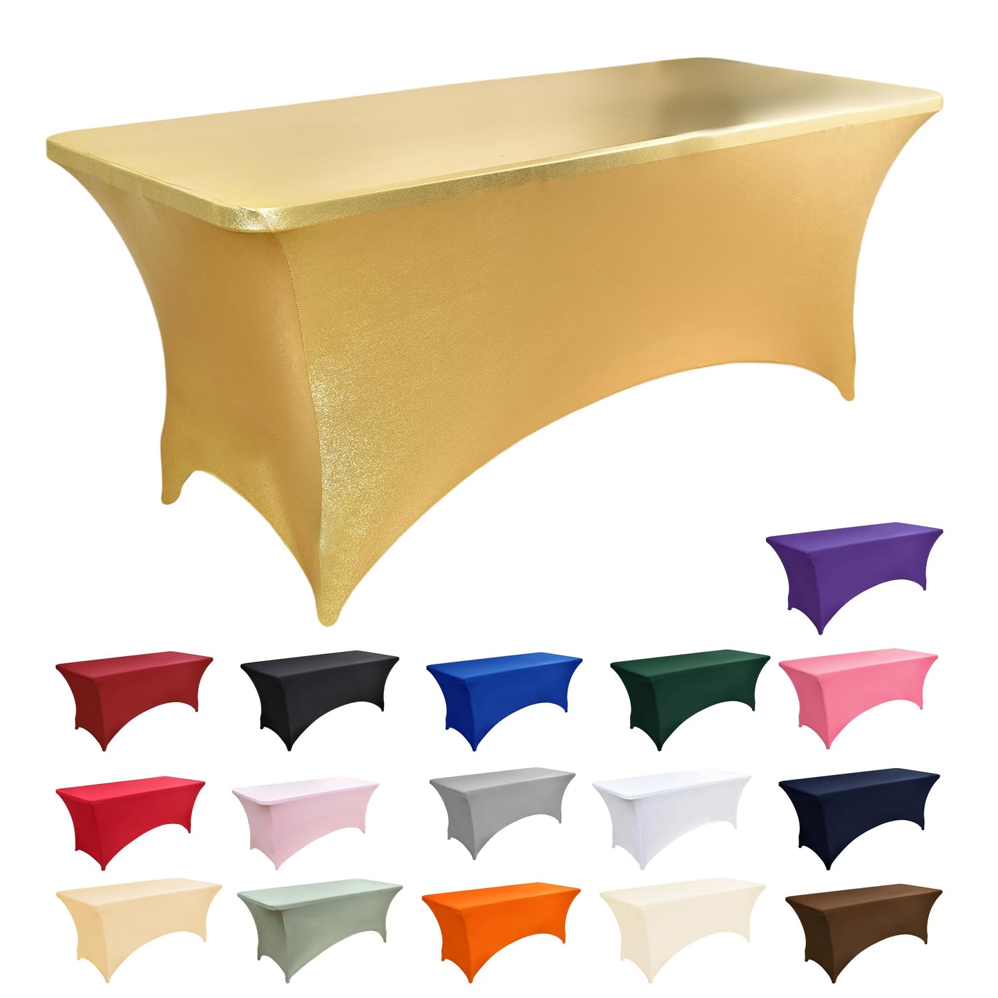 ZarzaaSik 10-Pack 6ft Spandex Table Covers for Rectangle Standard Folding Tables - Wrinkle Resistant Stretch Tablecloths - Ultimate Fitted Table Protector for Parties, Banquet, Wedding