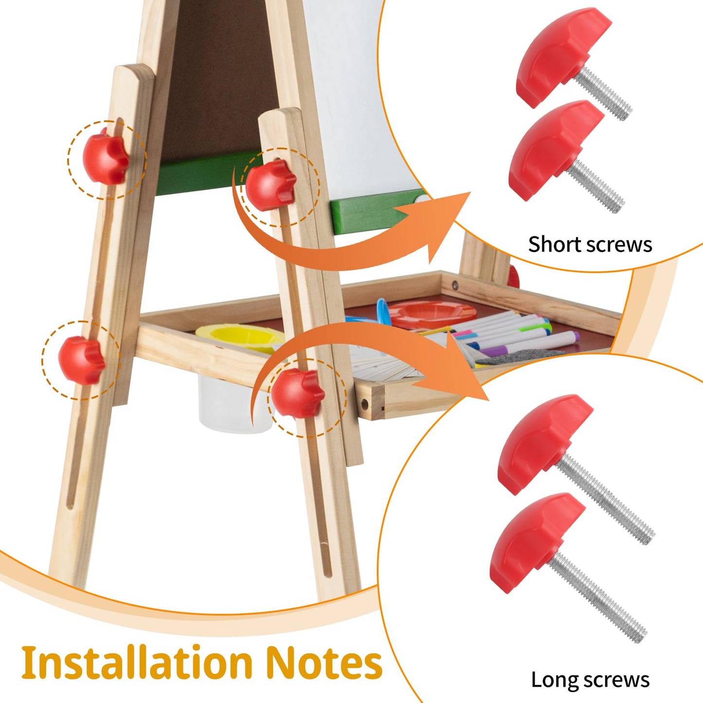 Kids Art Easel with Paper Roll for Toddlers, Adjustable Double Sided Magnetic Drawing Board Dry Erase Whiteboard & Chalkboard，Easel for Toddlers 2-4 Years Painting Wooden Easel Kids 4-8