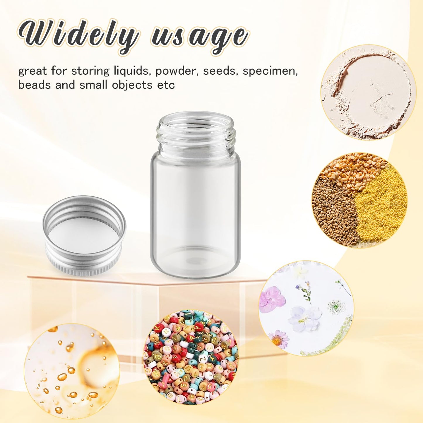 Wresty 40 Pack 20ml/0.68oz Glass Vials With Aluminum Screw Caps Empty Sample Bottles Container Small Glass Jars For DIY Cosmetics Art Craft Decor Jewelry Storage 30mmx50mm