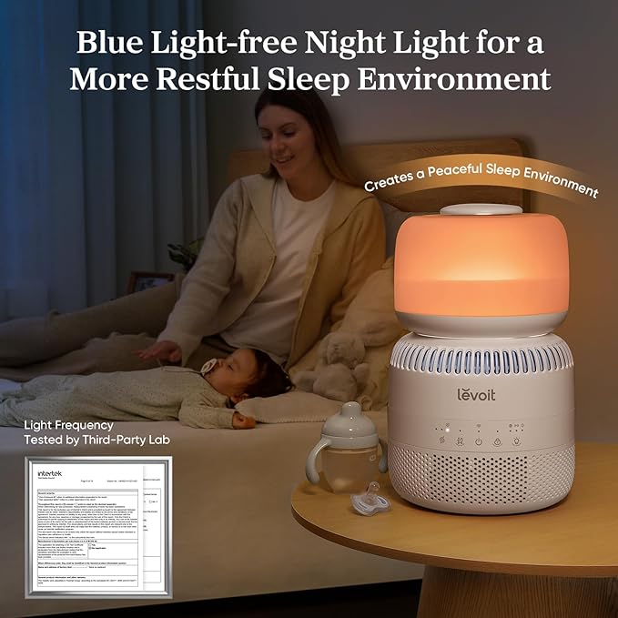 LEVOIT Humidifiers for Bedroom Baby, Sprout Evaporative with Dual Filters for Air & Water, Separate Sensor, Adjustable No Blue Nightlight, Auto Dry, Smart Control & Alexa, Auto Mode, 3.8L Tank for 36H