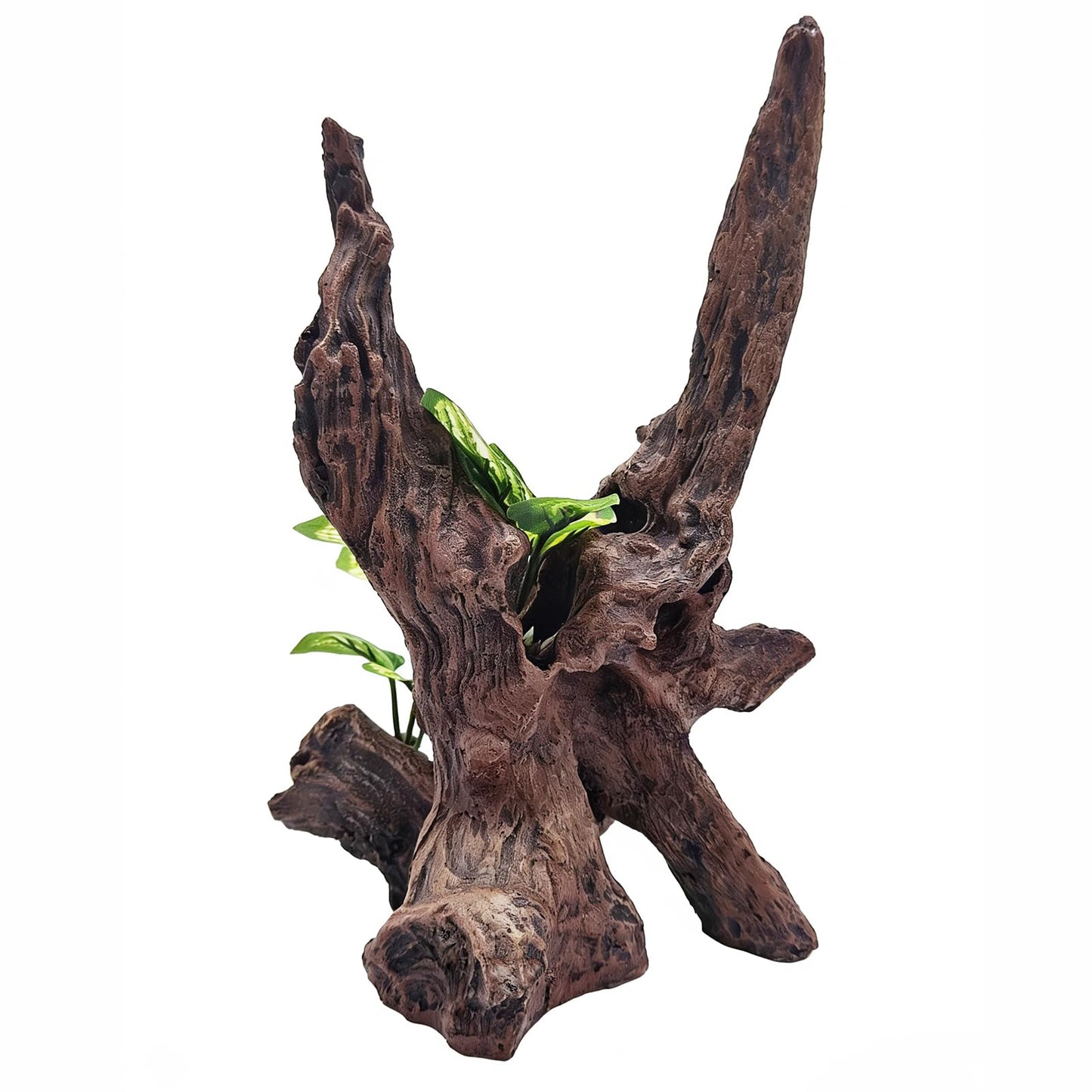 PEUILST Resin Simulation Driftwood Aquarium Decor, Fish Tank Landscape Ornament Hideout for Betta Goldfish Amphibians Reptiles Rest Play Accessories