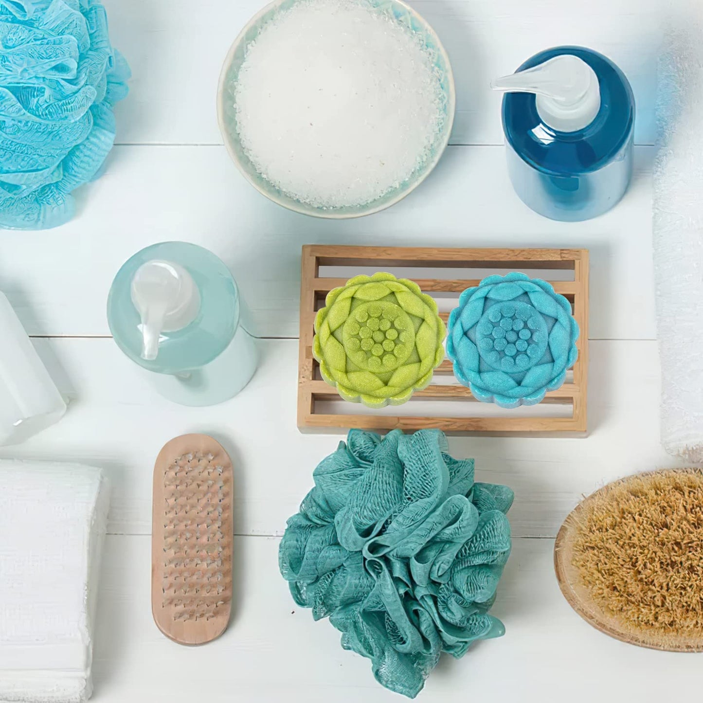 14 PCS Bath Bomb Mold Set Includes 2pcs Bath Bombs Press and 12pcs Different Pattern Stamps for Making DIY Bath Bombs Tools, Moon Cake Making for Mid-Autumn Festival Press (Style 2)