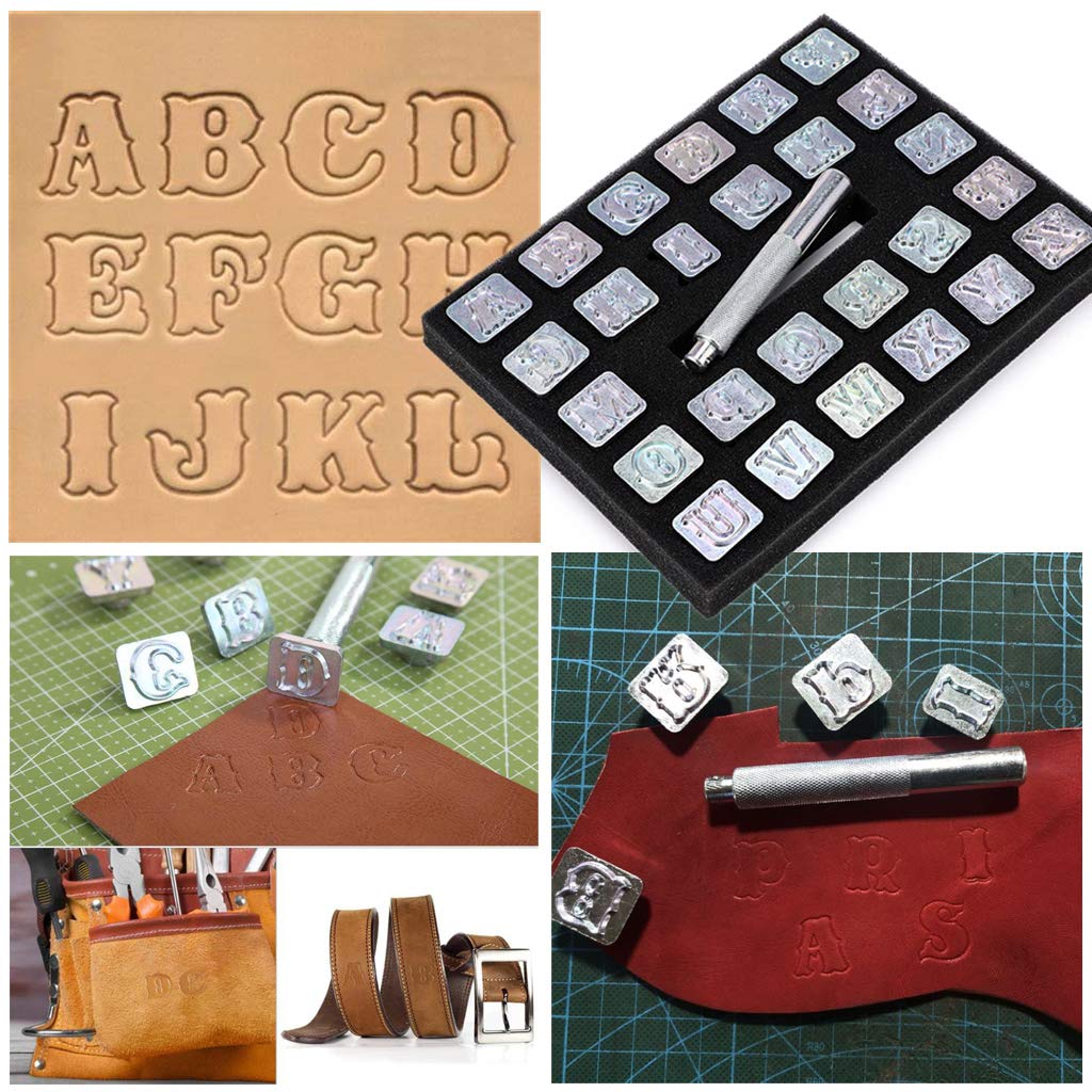OwnMy Capital Letters Stamp Set, 3/4” / 19mm Alphabet Stamp Tools Set Leather Craft Stamping Tools Leather Art Craft Tool (19mm - 27pcs)