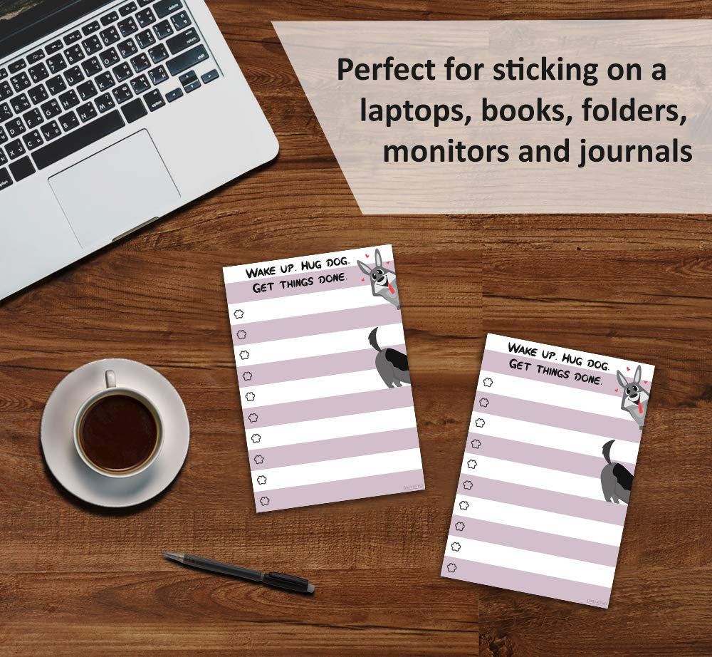 Dog Notepad Small to Do List Sticky Notes | Wake Up Hug Dog Get Things Done | Dog Lover Humor Add to Note Cards, Notebook Notepad | 50 Pages 4x6 by DAILY RITMO