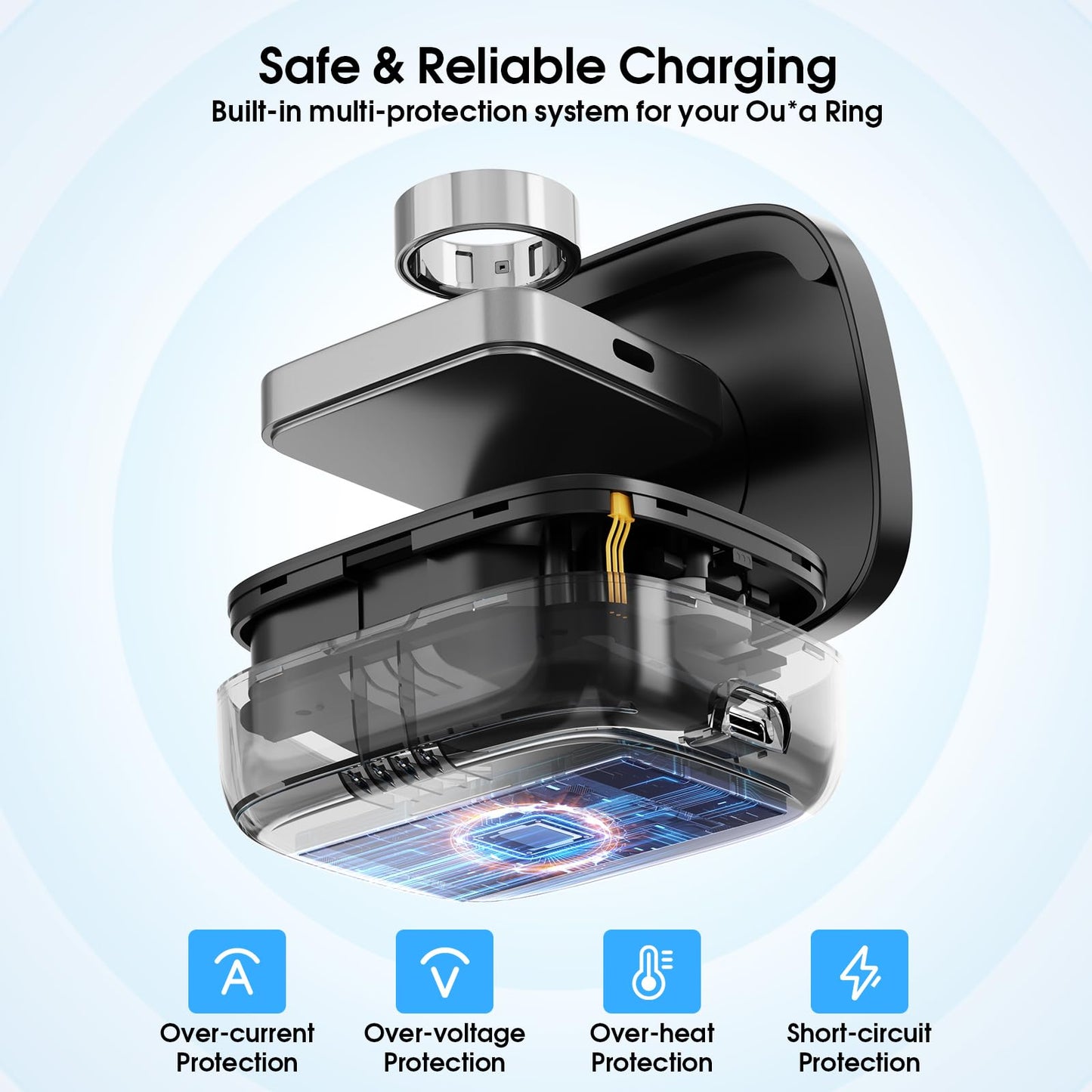 Charging Case Compatible with Ou-ra Ring Gen 4 & 3 Official Charger, Portable Wireless Charging Box with 1000mAh Capacity, Fits All Ring Sizes, 30-Day Runtime (Official Charger Not Included)