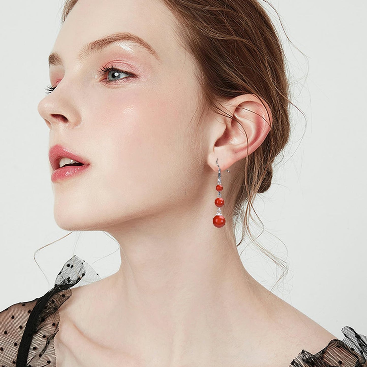 925 Sterling Silver Carnelian Dangle Earrings Red Agate Drop Jewelry Birthday Gifts for Women (Carnelian)