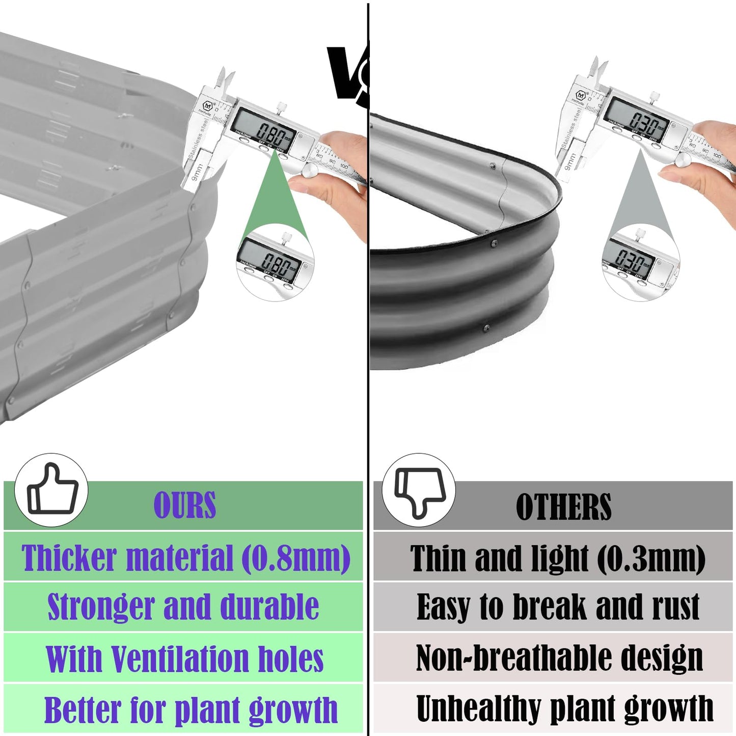 Colorfulbeetle Galvanized Raised Garden Bed Kit, Large Metal Raised Garden Beds for Vegetables, Galvanized Planter Raised Garden Boxes Outdoor (Silver)