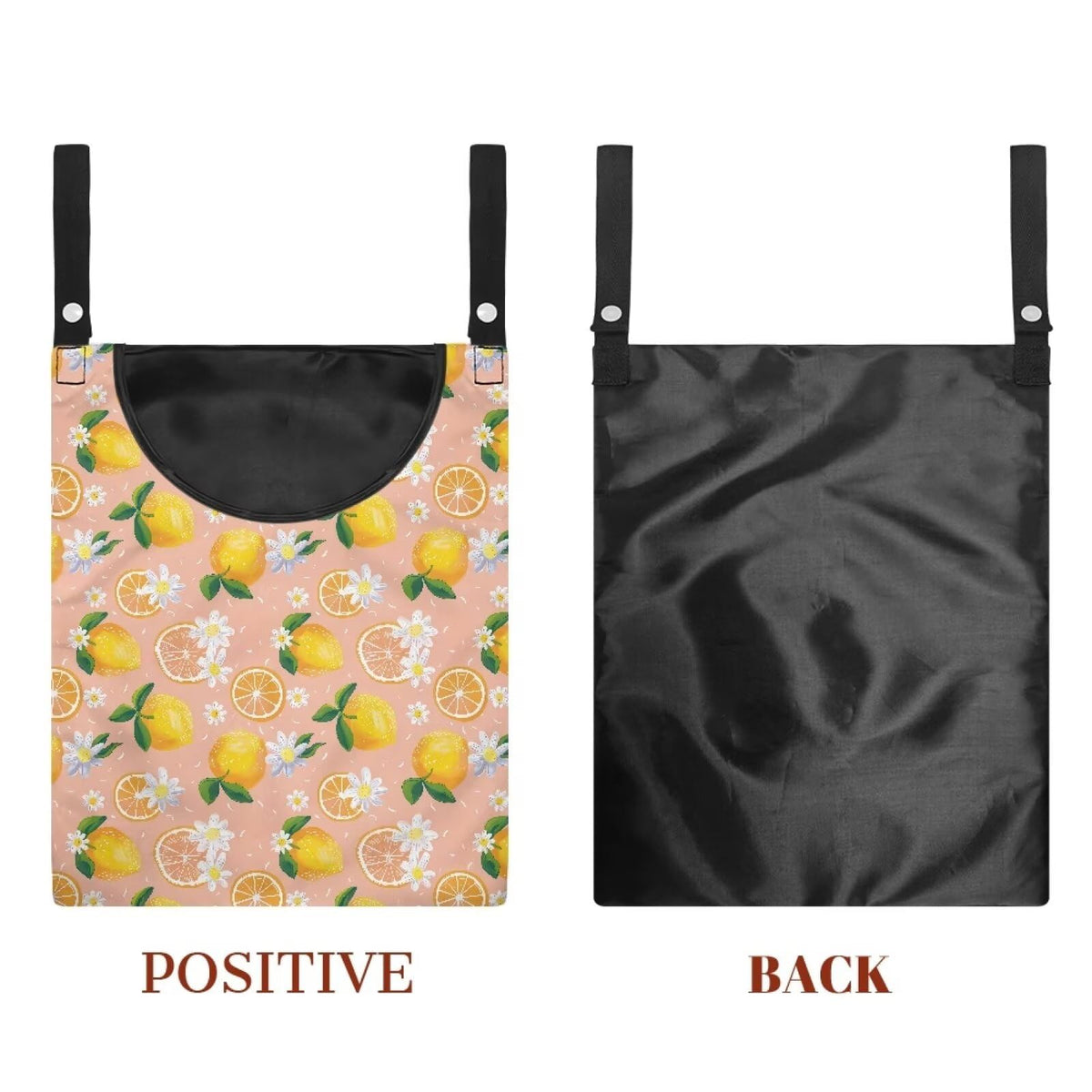 Lemon Print Clothespin Holder with Hanger Hook