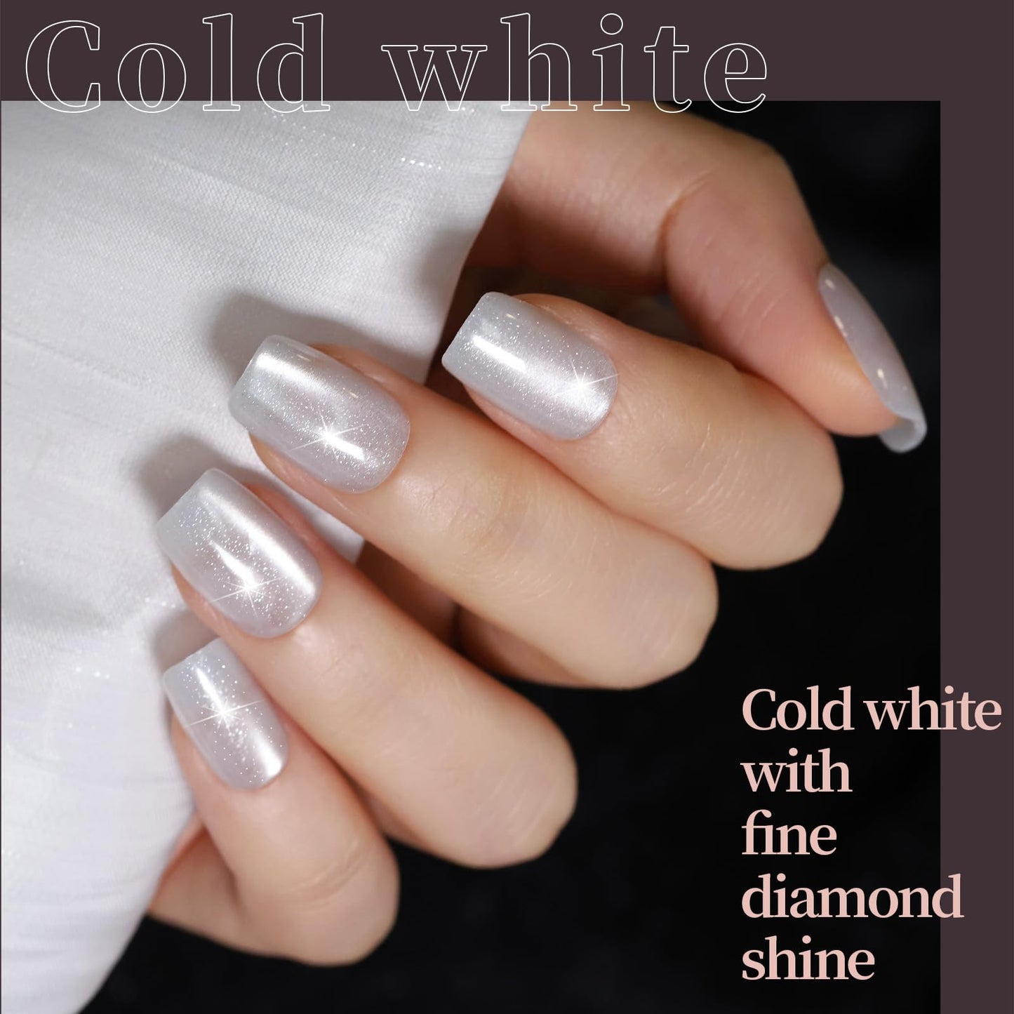 FANDAMEI Cat Eye Press On Nails, 6 Colors Press On Nails Short Square, Natural Fake Nails Fine Diamond Shine, Glossy Ombre, Cat Eye Nails for Women with Salon Quality, Press on Nails Kit