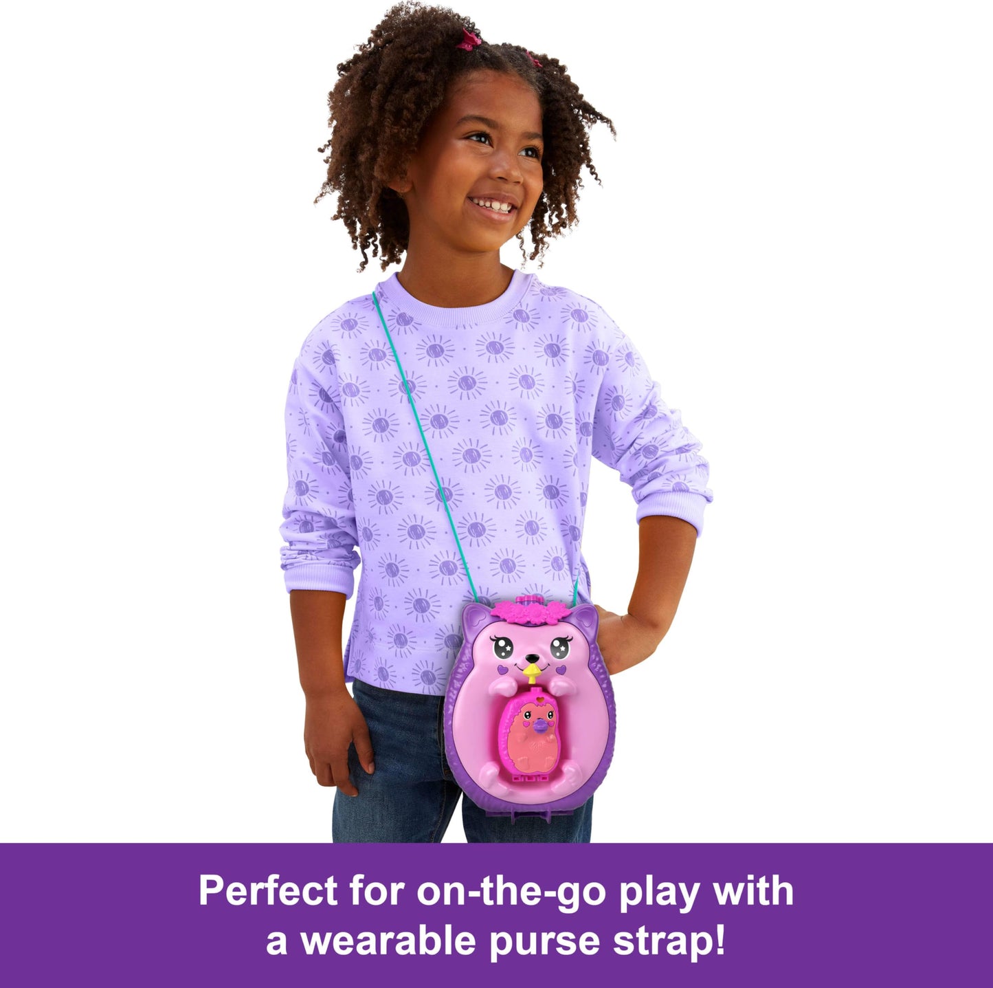 Polly Pocket 2-in-1 Travel Toy with 2 Micro Dolls and 16 Accessories, Hedgehog Purse Playset with Pet Theme