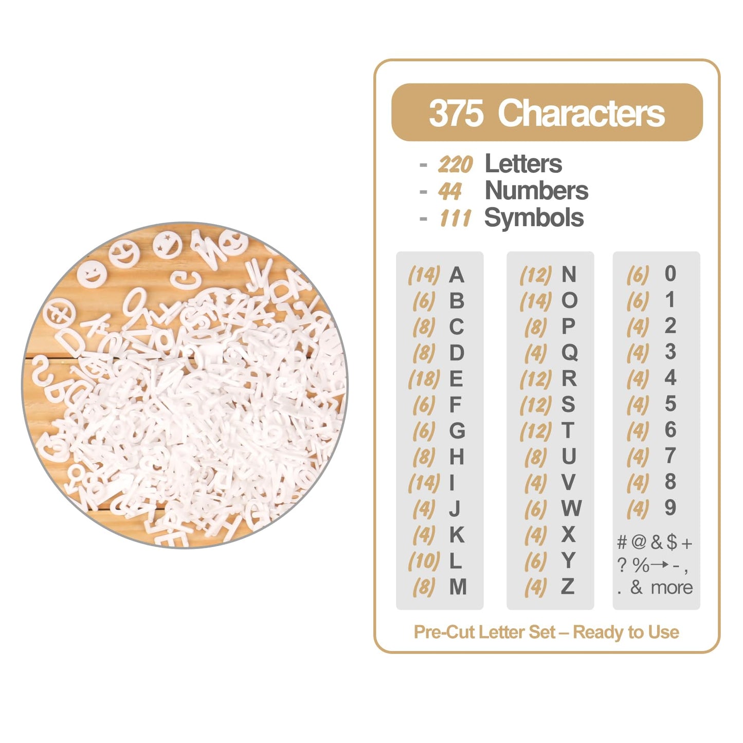 Letters for Letter Board Letters Only, 3/4 inch White Message Board Letters for Felt Letter Board Signs (398 pcs), 0.75” Pre Cut Plastic Letterboard Letters Numbers Symbols for Changeable Menu Board