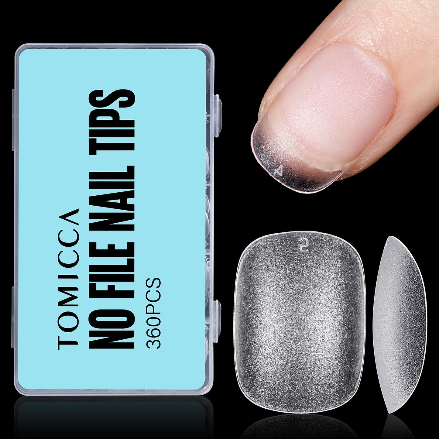 TOMICCA Extra Short Round Nail Tips, Double Sided Matte Gel Full Cover Nail Tips No Filed, Acrylic Fake False Nail Tips for DIY Press On Nails 360PCS 15 Sizes