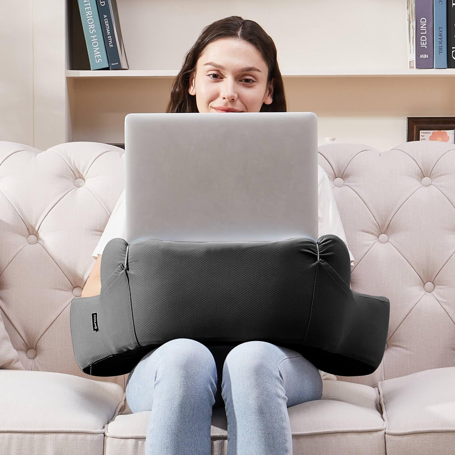 cooloo8 Lap Desk, Reading Pillow, Laptop Pillow for Lap, Portlands Portable Desk Pad for Bed, Couch, Car (Black)