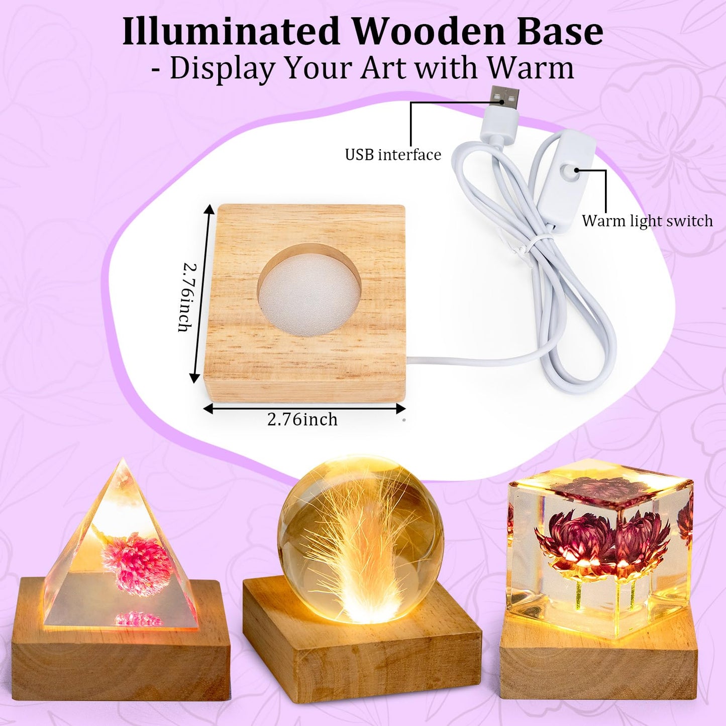 K KERNOWO Epoxy Resin Kit with Light for Beginners, Resin Kit and Molds Complete Set DIY Crafts for Adults Women, Epoxy Set with Vase Mold, 3D Dried Flowers, Measuring Cups and Resins Supplies-20OZ