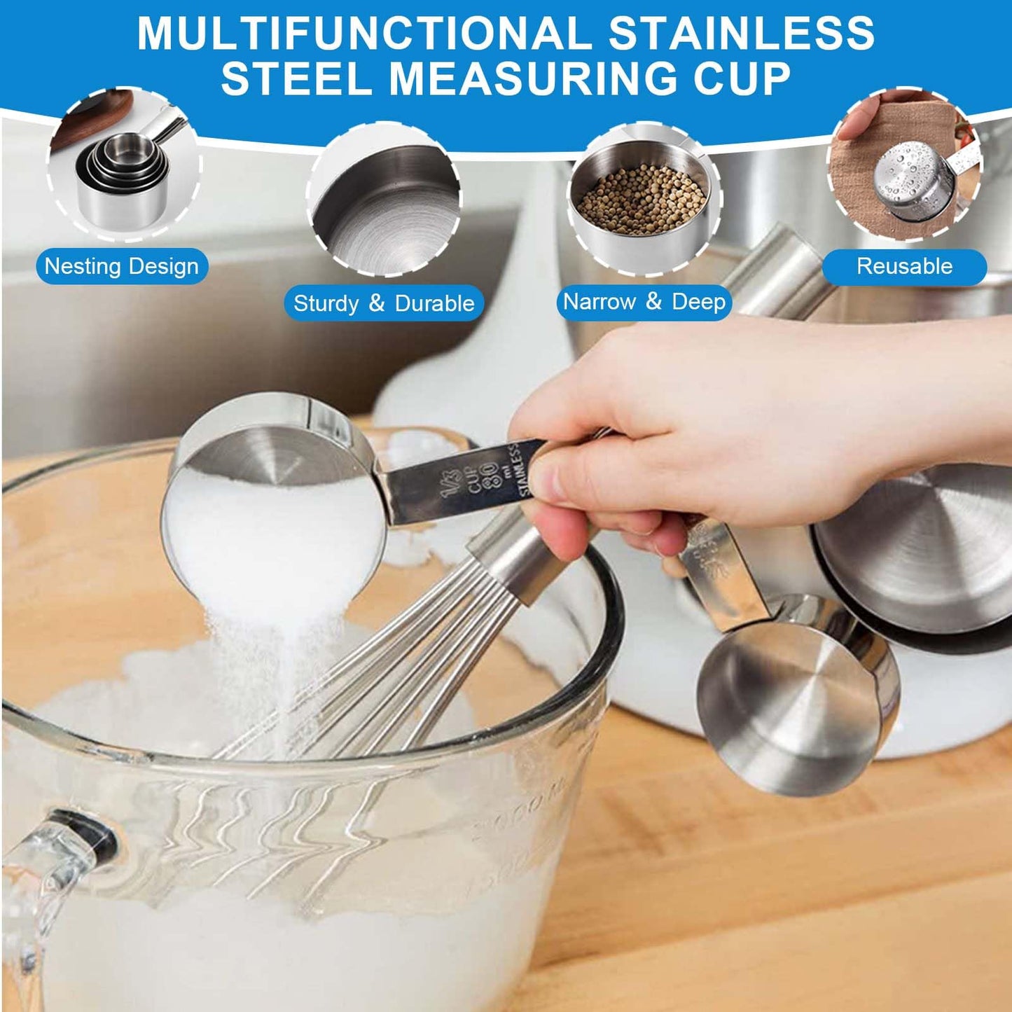 Measuring Cups and Spoons Set 26 Piece, 11 Stainless Steel Nesting Measuring Spoons and Cups with 8 Plastic Measuring Cup, 3 Funnel, 3 Brush, 1 Ruler, Measuring Cup Set for Kitchen Baking Liquid Dry