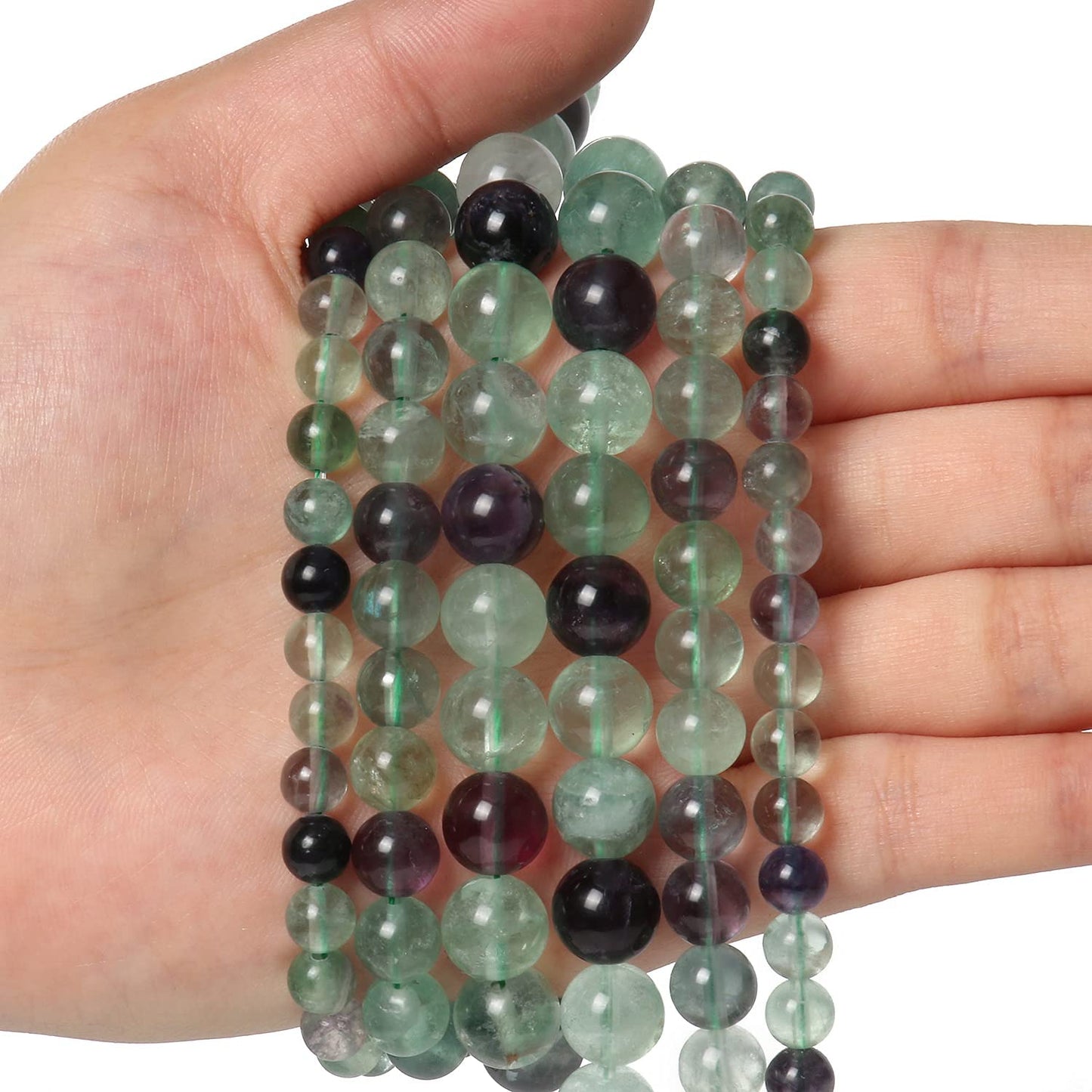 60pcs 6mm Natural Stone Beads Fluorite Beads Energy Crystal Power Gemstone for Jewelry Making, DIY Bracelet Necklace