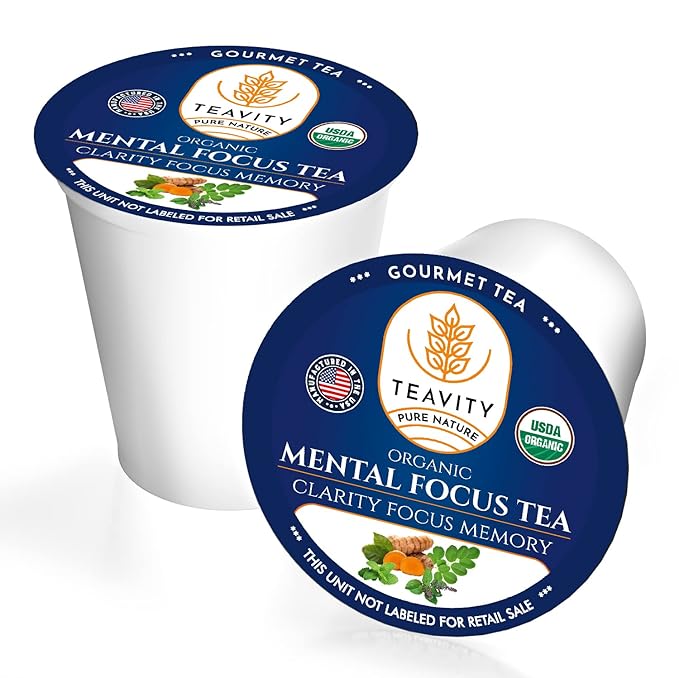 Organic Tea Pods with Moringa, Peppermint, Holy Basil & Turmeric - Naturally Decaf Tea - Mental Focus by Teavity (36)