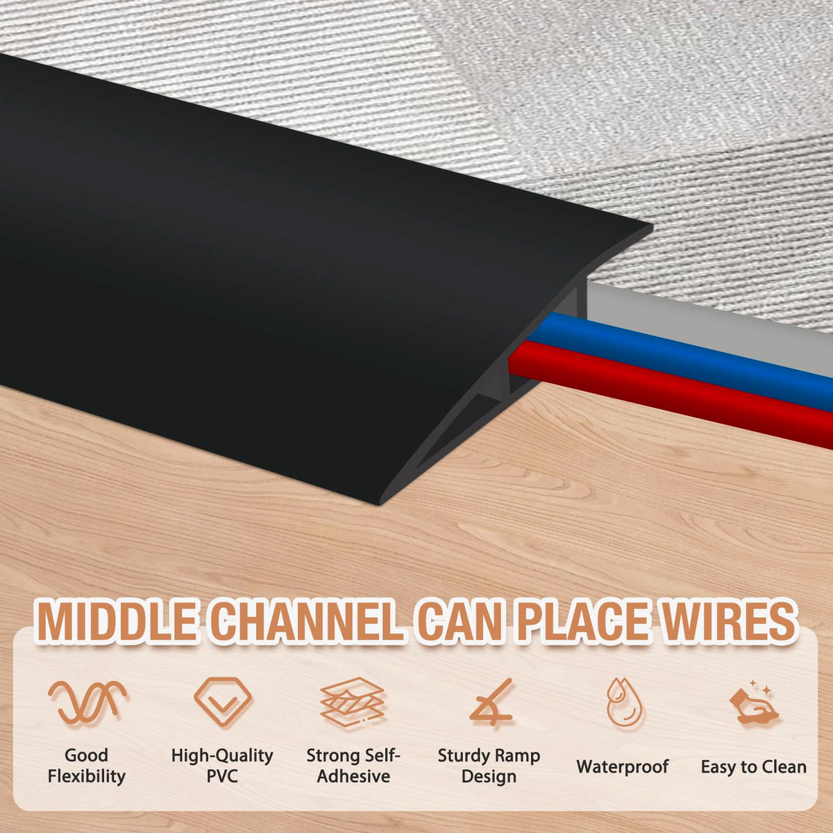 Floor Transition Strip Self Adhesive Vinyl Door Threshold Strip (6.6 Foot)
