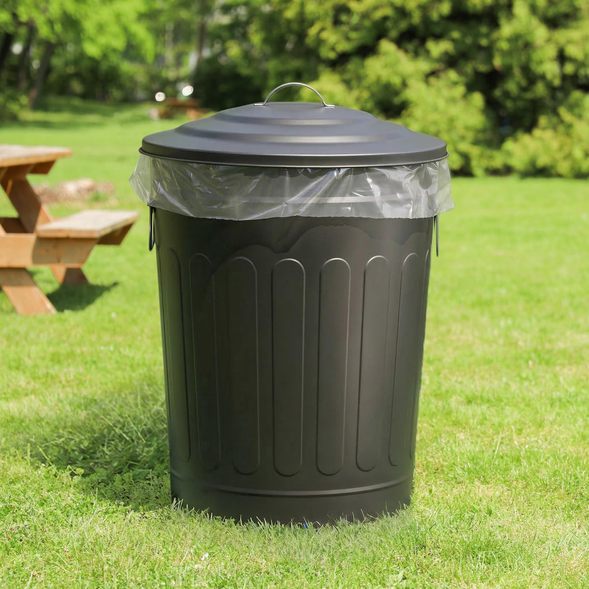 Metal Trash Can with Lid 13 Gallon (3 Count)