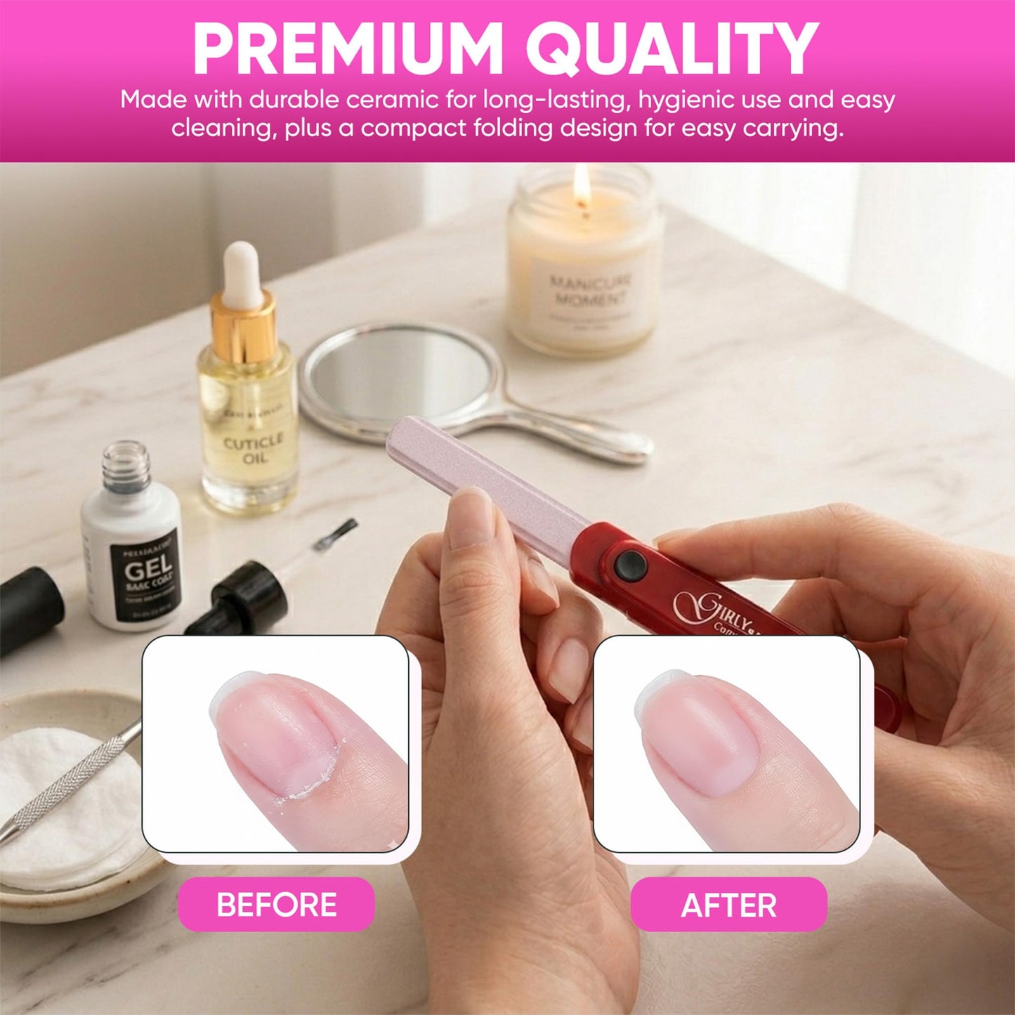 YNR Professional Nail File and Buffer Set with Emery Boards for Natural Nails - Mini Nail Files for Fingernails & Toenails - Durable Nail Buffer for Shaping, Smoothing. Shining & Gentle Buffing (Red)