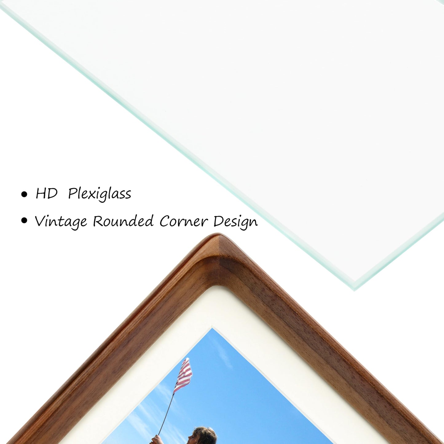 XKIILH 12x16 Picture Frames Walnut Solid Wood Vertical Horizontal Standing Display Photos 8.5x11 with Mat or 12x16 Without Mat Lovely Gift for Desk Tabletop Wall Mount Gallery Poster Frame H16
