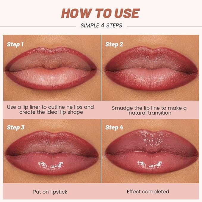 Erinde 2pcs Lip Liner and Lipstick Combo Set, Matte Lipliner Pencil & Hydrating Lip Gloss Makeup Kits for Women, Waterproof, Long Lasting, Highly Pigmented, Nude Brown Natural Lipstick, 01
