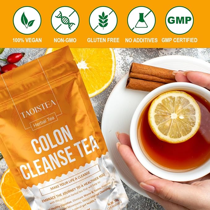 TAOISTEA Colon & Liver Detox Tea Set - 2 Herbal Blends, 14 Day Supply Each | Dual-Action Cleanse for Gut Health, Liver Detox & Daily Wellness
