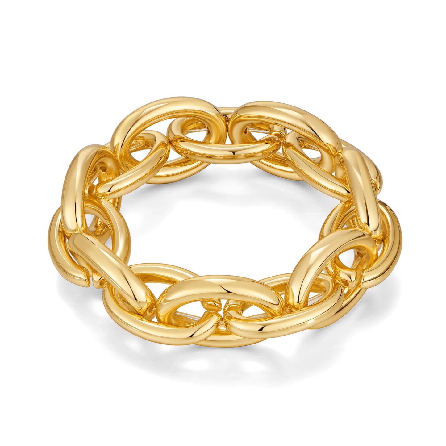 WOWORAMA Chunky Link Bracelet for Women Elastic Stretch Link Chain Bracelets Thick Chunky Chain Bracelet Adjustable Bold Statement Bracelets