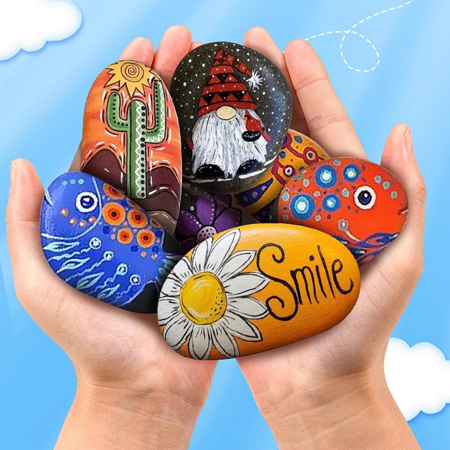 YISZM Large Rocks for Painting, 15PCS River Rocks for Painting, 3-4 Inches Flat Smooth Painting Stones for DIY Arts & Crafting