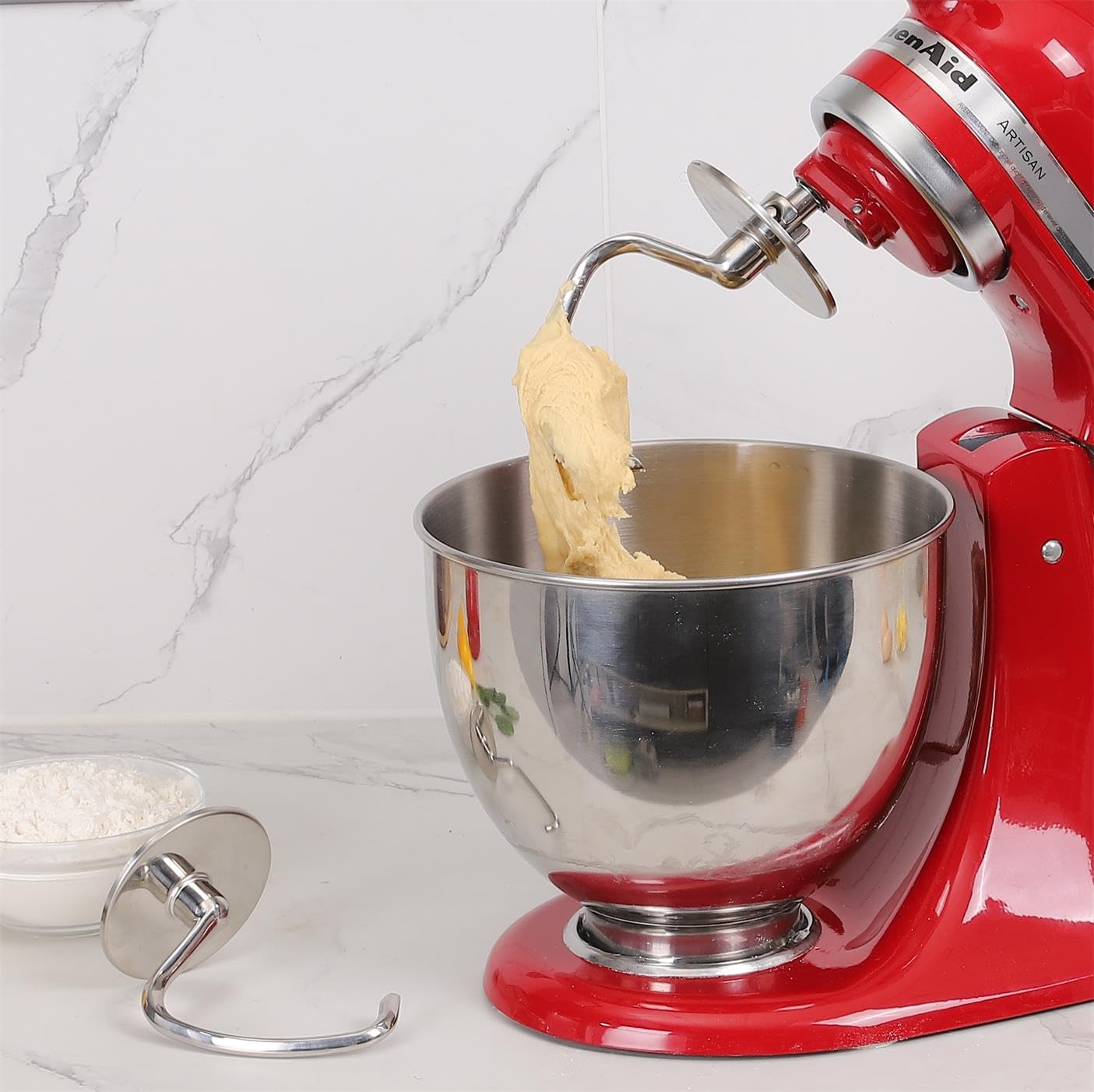 FavorKit Dough Hook for KitchenAid Tilt-head and 4.5-5.0 Quart Mixers, Polished Stainless Steel Dishwasher Safe Kneading Attachment for Bread,Pasta, Pizza...