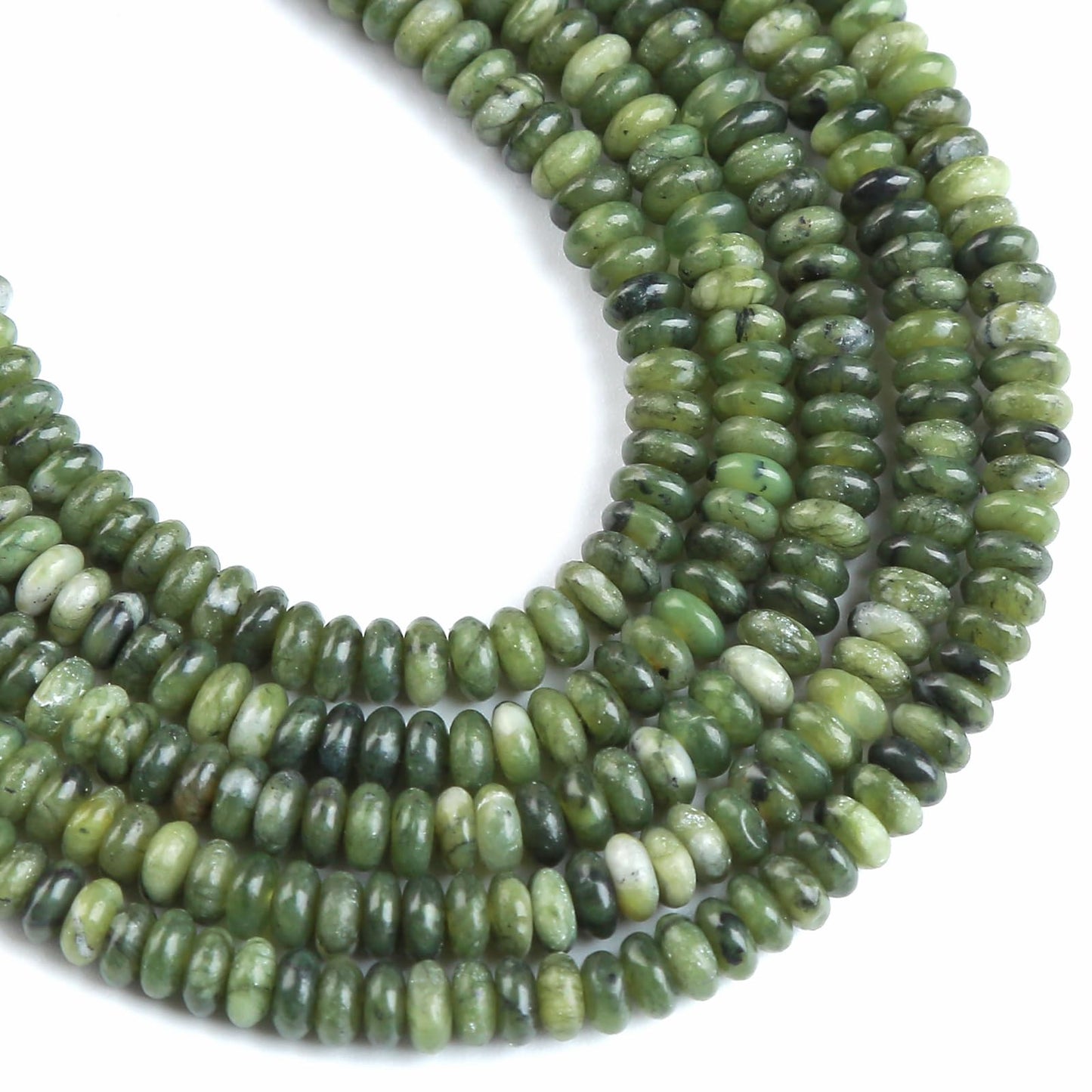 150PCS 2x4mm Natural Chinese Green Jade Rondelle Beads Abacus Disk Stone Beads Round Loose Spacer Gemstone Beads for DIY Bracelet Necklace Jewelry Making