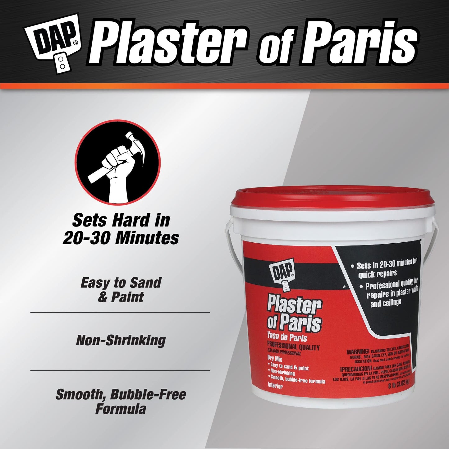 DAP Plaster of Paris (Dry Mix), White, 8 Lb Tub (7079810310)
